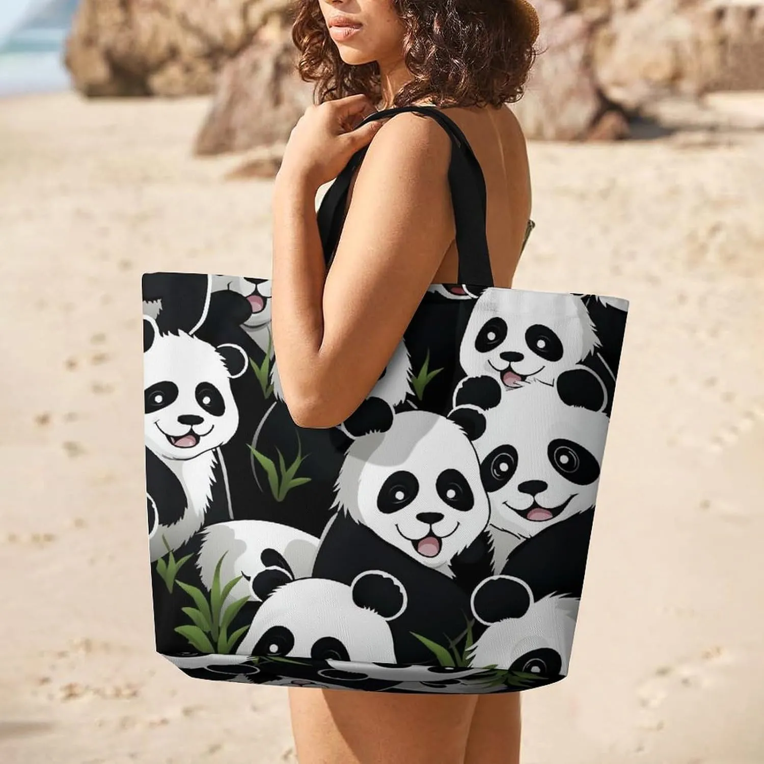 Playful Doodles Tote Bags, Reusable Grocery Bags, Large Shopping Bag, Beach Bag for Women