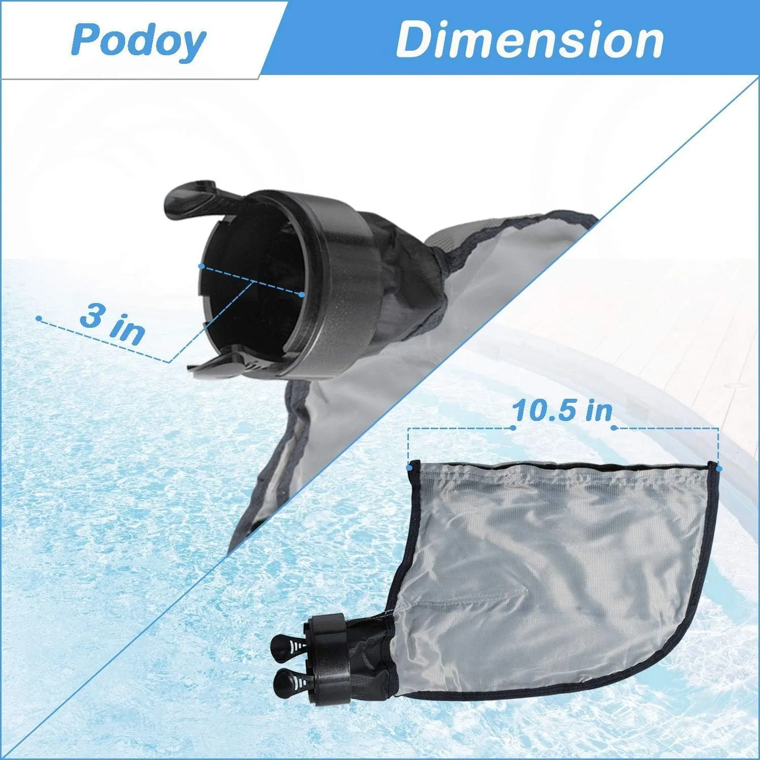 Podoy 39-310 Zipper Bag Compatible with Polaris 3900 Sport Pool Cleaner, Gray Double Chamber All Purpose SuperBag with Hook and Loop Replace P39 Bag (2 Pack)