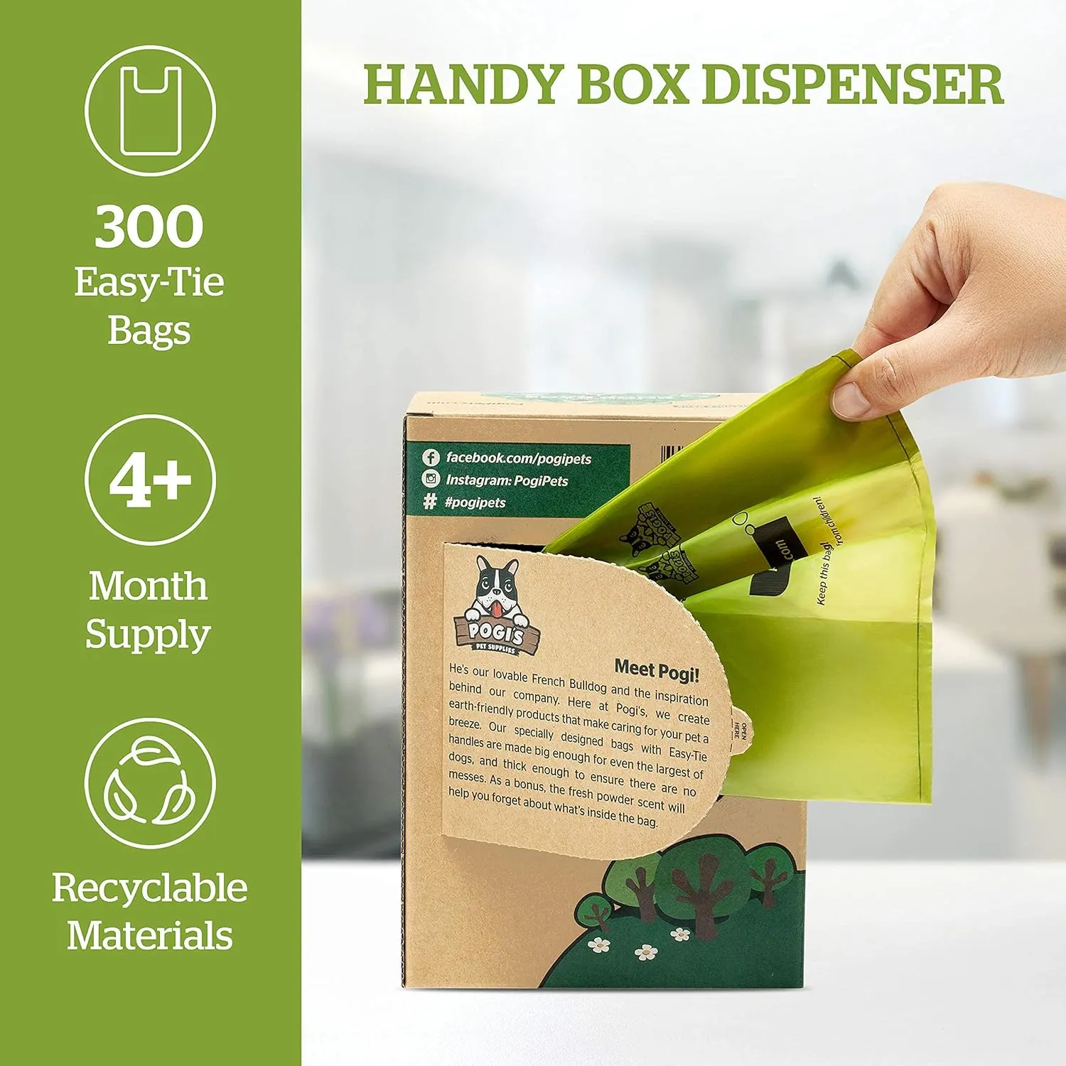 Pogi's 300 Unscented Dog Poop Bags with Handles - Earth-Friendly, Leak-Proof, Ultra Thick, 4  Month Supply