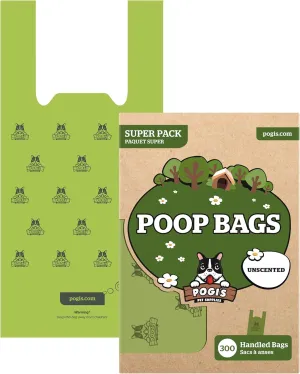 Pogi's 300 Unscented Dog Poop Bags with Handles - Earth-Friendly, Leak-Proof, Ultra Thick, 4  Month Supply