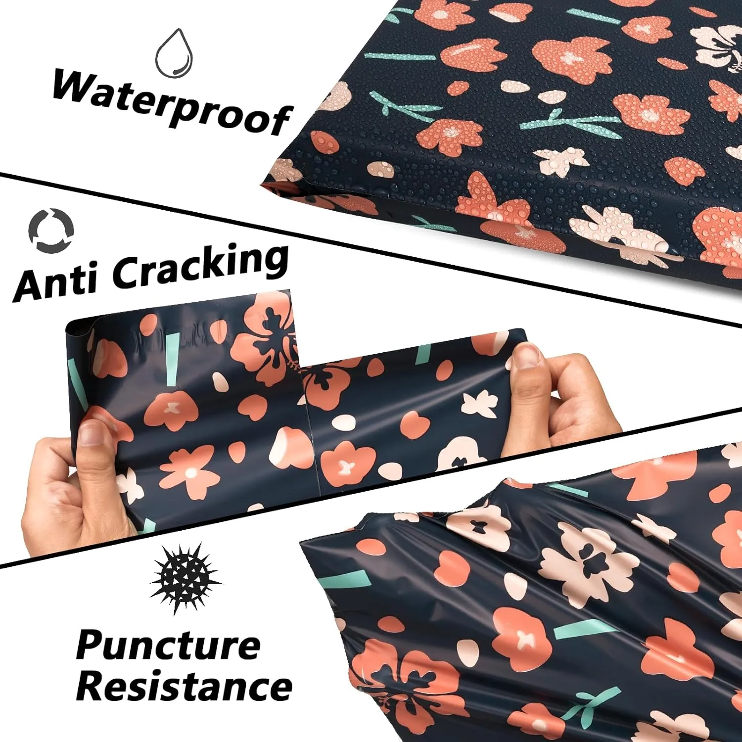 Poly Mailers 10x13 Inch 100 Pcs - Tulip printed Shipping Bags, 2.4mil Thickness, Waterproof and Tear Resistant Mailing Envelopes, Self-Sealing Packaging Bags for Small Business