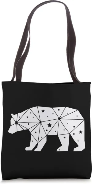 Polygon Bear Geometric Bear Stars Cosmic Tote Bag