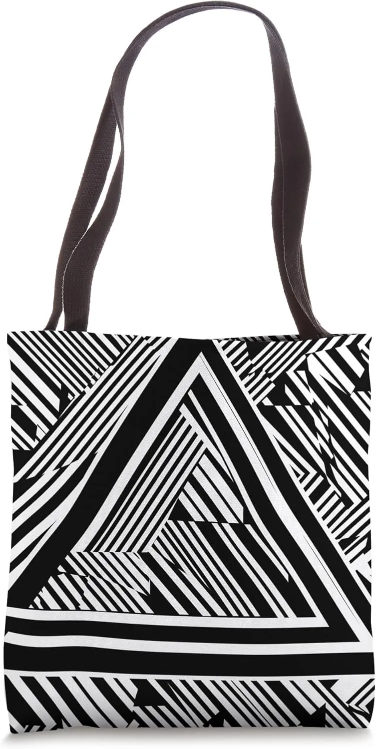Polygon Black Color Triangle Tote Bag