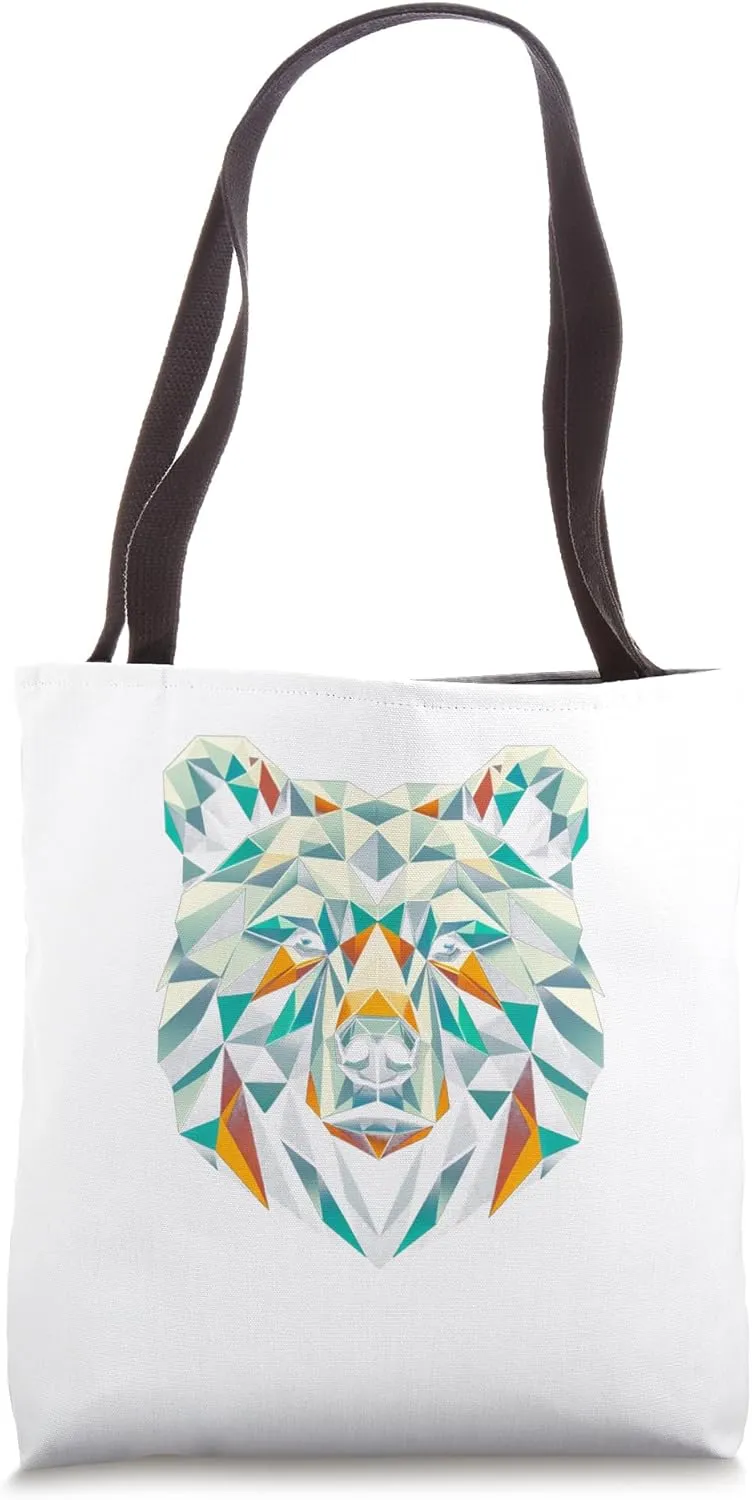 Polygon Geometric Bear Tote Bag