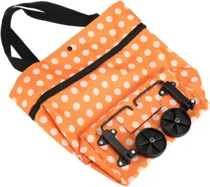 Pomya Wheel Rolling Shopping Bag, Reusable Oxford Cloth Material Foldable Large & Strong Dual-Purpose Lightweight Shopper Bags(Orange)