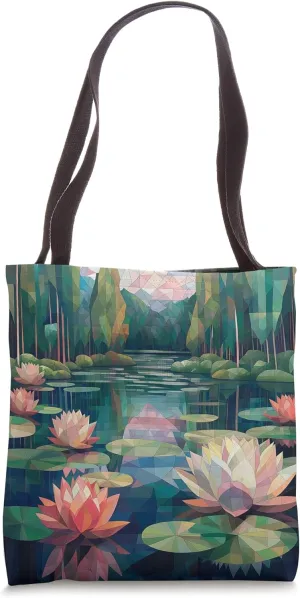 Pond With Water Lillies Geometric Tote Bag