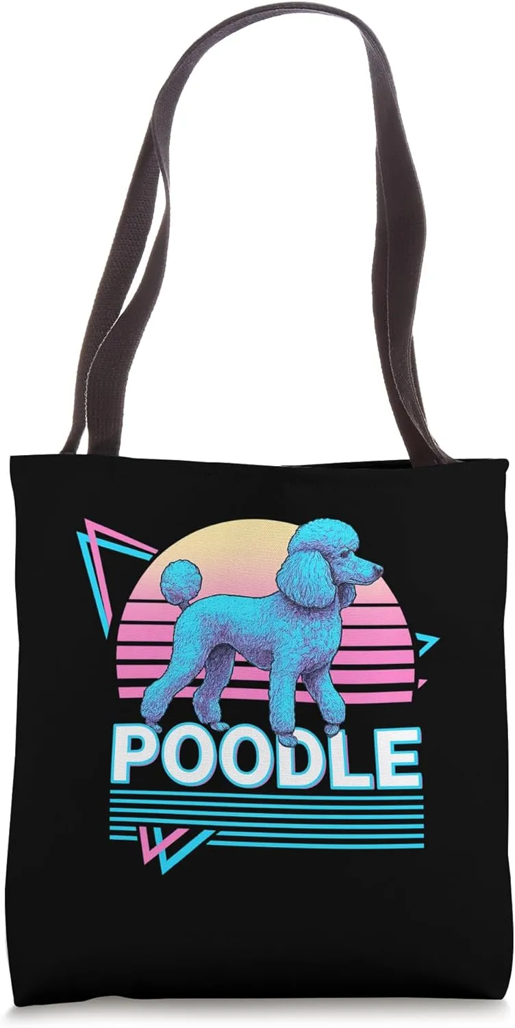 Poodle Retro Vintage Synthwave Aesthetic Dog Lover Tote Bag