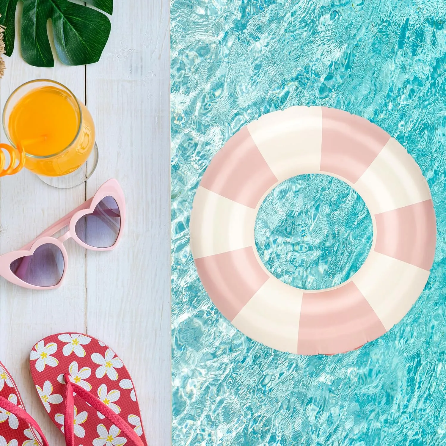 Pool Floats Kids, 2 Pack Pool Tubes, Inflatable Swim Rings, Round Portable Floaties for Kids, Cute Swimming Floats for Girls Boys Pool Beach Lake Summer Party Supplies