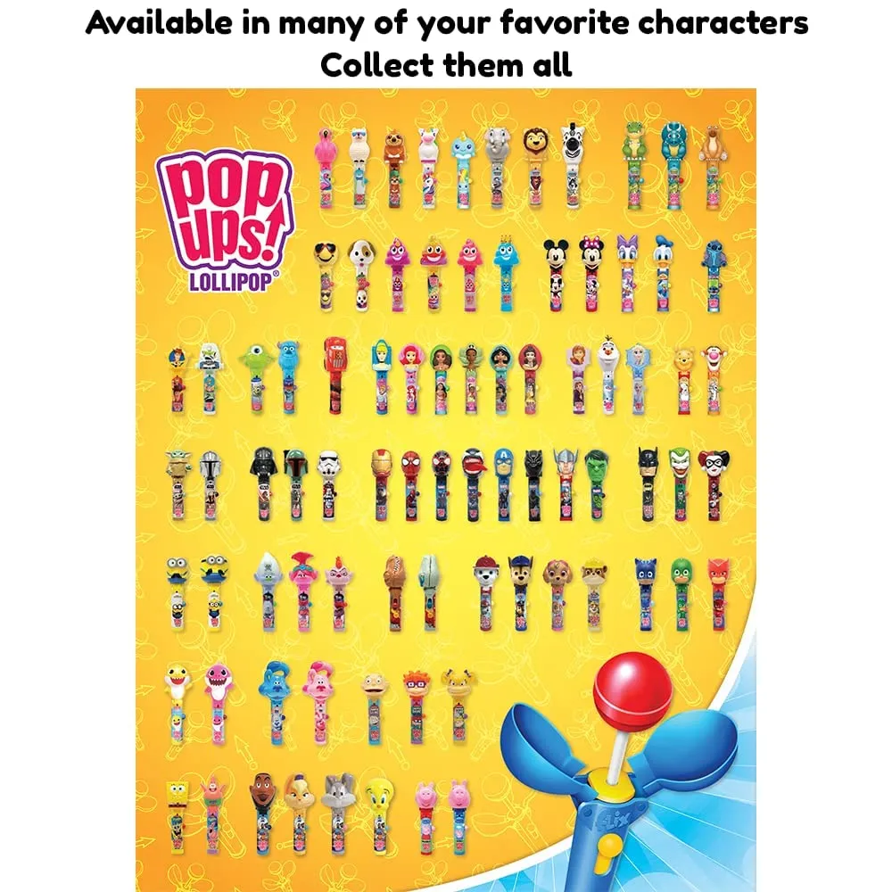 Pop Ups! Frozen Lollipop Holders - 12 Elsa Chupa Chups Lollipops with Cases - Individually Wrapped Candy Party Favors - Disney Candy - Bulk Set of 12