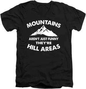 Popfunk Funny Puns Mountains are Hill Areas Unisex Adult V-Neck T Shirt