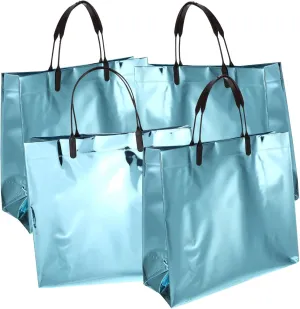 Portable Tote Bag 4pcs Glossy Shopping Bags Reusable Pvc Grocery Bags Tear-resistant Handles for Parties