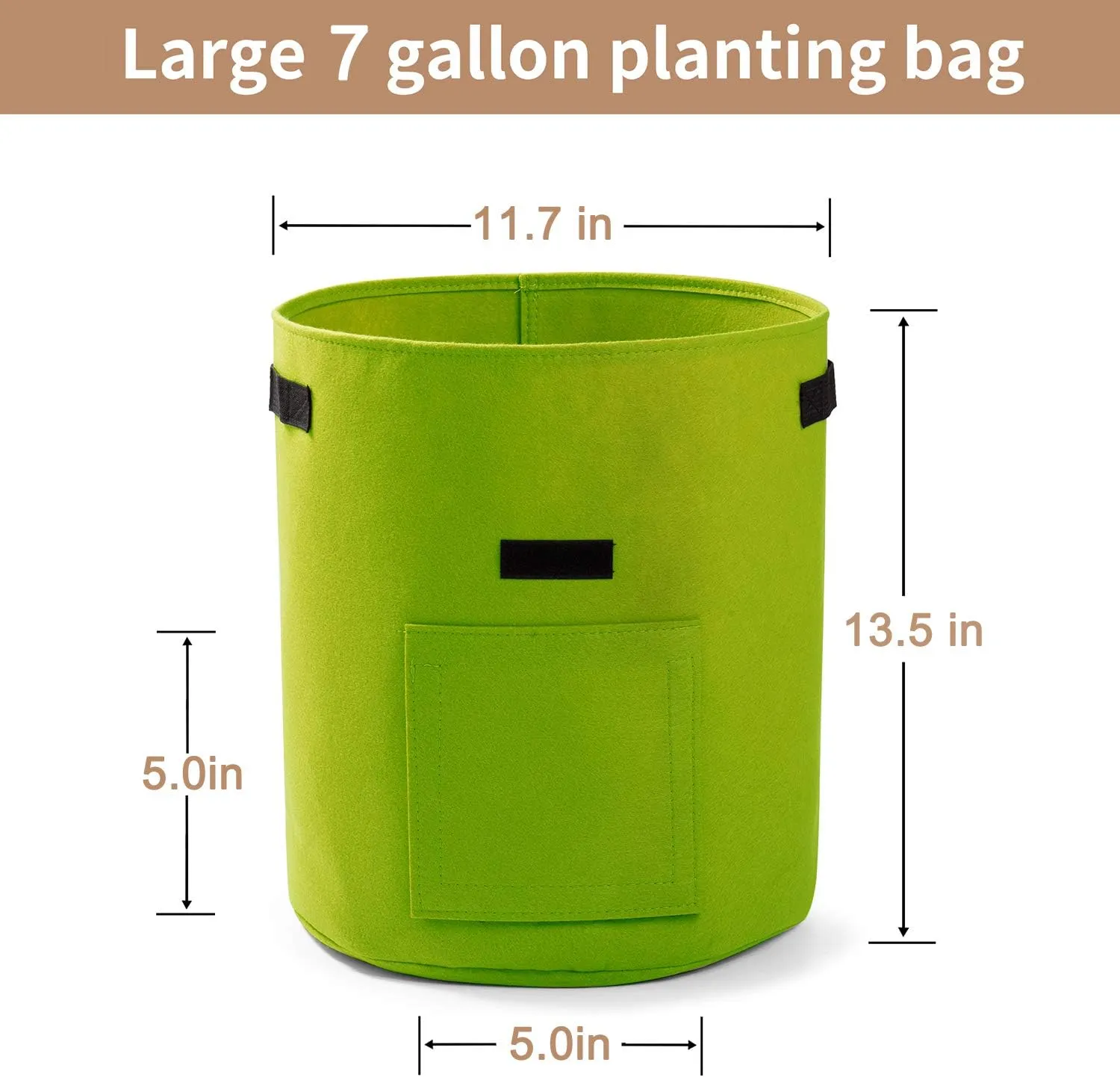 Potato Planter Bags 3-Pack 7 Gallons Grow Bags Aeration Tomato Plant Pots with Flap and Handles (Green)