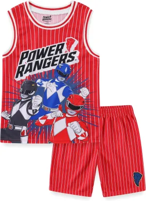 Power Rangers Boys Tank Top Shirt and Active Mesh Short Set for Big Kids