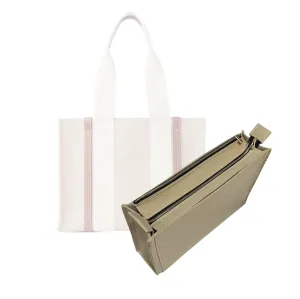 Premium Organizer compatible with Chloe Woody Tote Insert, Handmade Double Layered Felt Shaper for Medium Woody Tote Bag Organizer Insert, 2mm Thick (For Medium Woody, Beige)