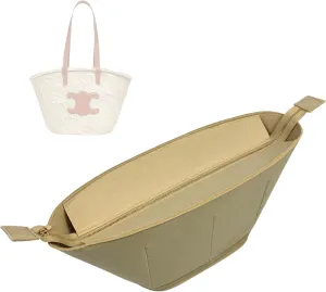 Premium Purse Organizer compatible with Celine Basket Bag Organizer Insert - Handmade Classic Panier in Palm Leaf, Perfect Fit Oval Shaped (Bubblegum, For Medium Classic Panier)