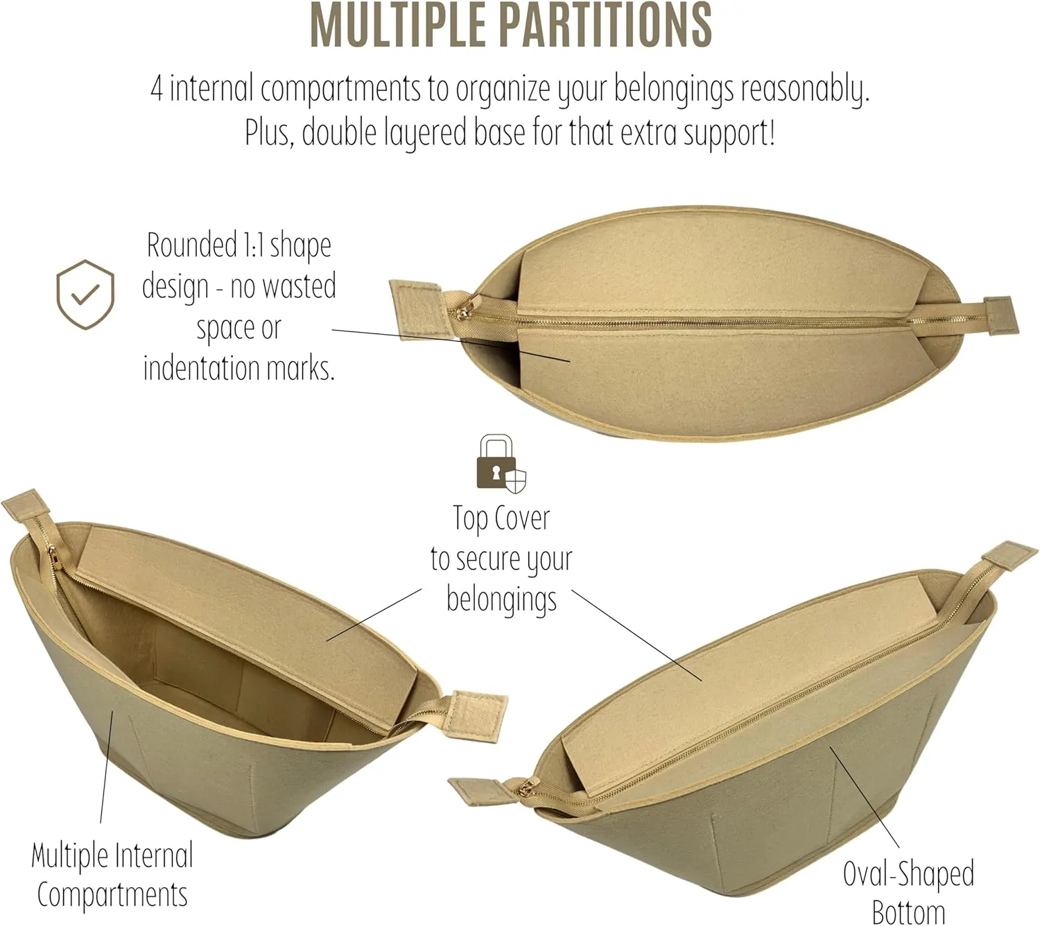 Premium Purse Organizer compatible with Celine Basket Bag Organizer Insert - Handmade Oval Supple Classic Panier in Rafia and Calfskin, Perfect Fit (Lightcoffee, For Nano Supple Panier)