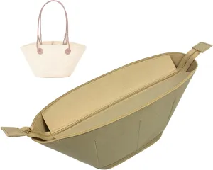 Premium Purse Organizer compatible with Loewe Anagram Basket Bag Insert - Handmade Oval Basket Bag Organizer, Perfect Fit Gold Top Cover (Cream, For Small Anag. Basket Bag)