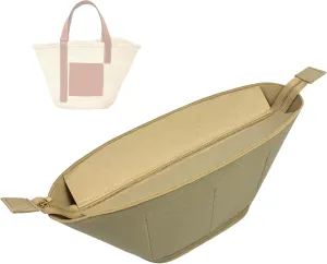 Premium Purse Organizer compatible with Loewe Basket Bag in Palm Leaf Organizer - Handmade Oval Basket Bag Insert, Perfect Fit Gold Top Cover (Cream, For Medium Basket Bag in Palm Leaf)