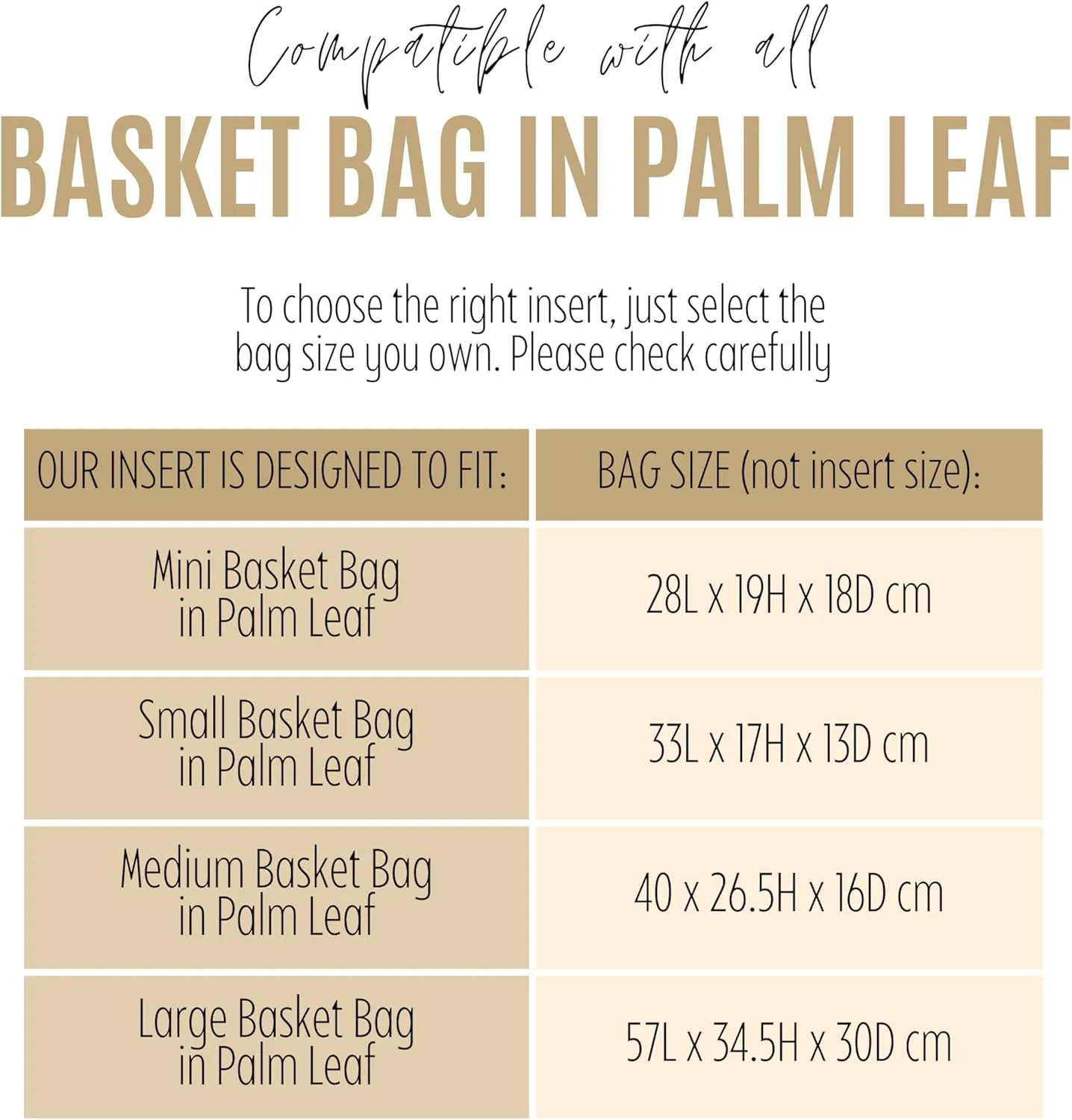 Premium Purse Organizer compatible with Loewe Basket Bag in Palm Leaf Organizer - Handmade Oval Basket Bag Insert, Perfect Fit Gold Top Cover (Cream, For Medium Basket Bag in Palm Leaf)