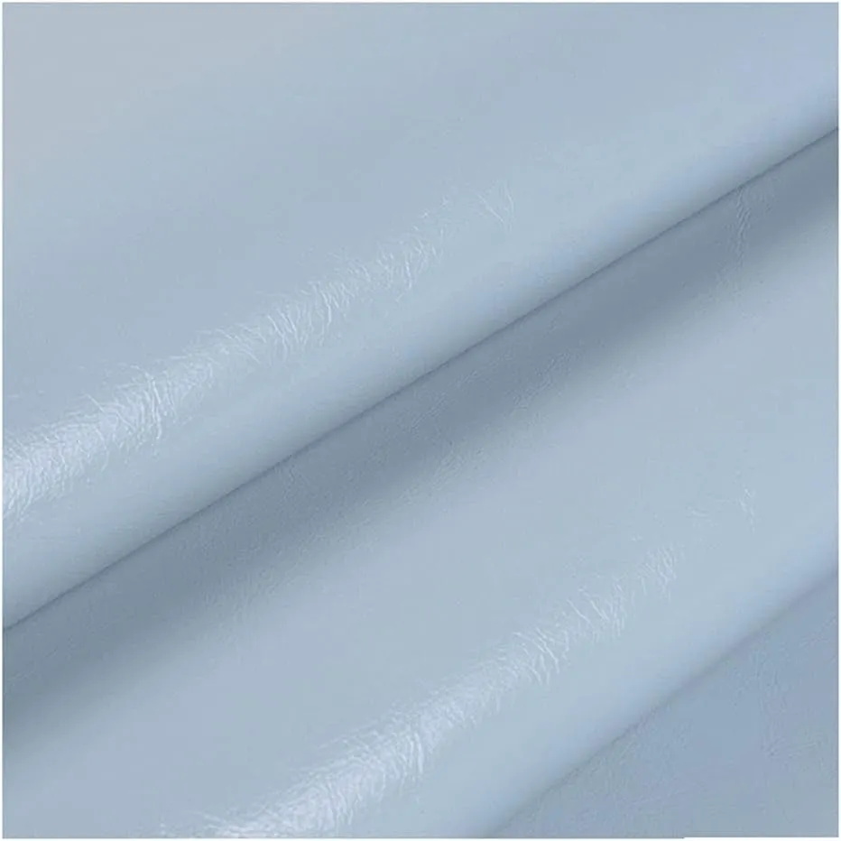 Premium Quality Leatherette PU Fabric Fire Retardant Waterproof Faux Leather Craft Material 160cm 63” Wide Oil Wax Leather Material(Light Blue,1.6X7m)