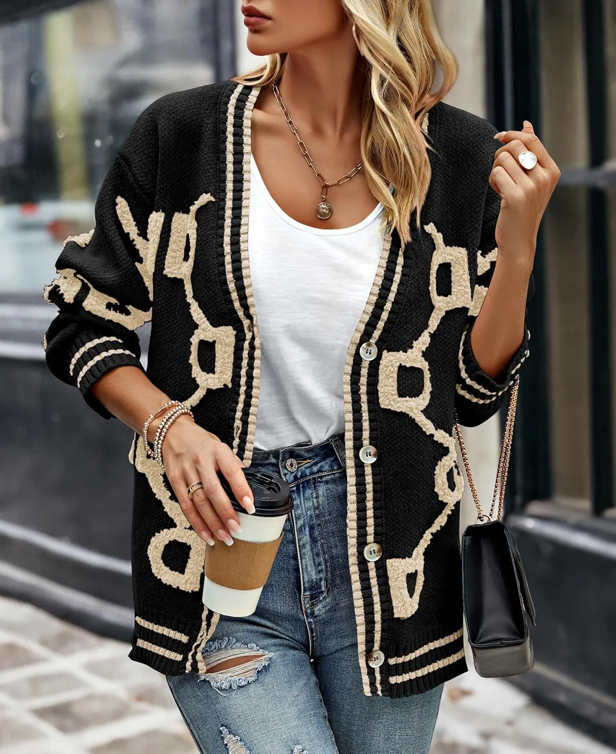 PRETTYGARDEN Women's Spring Fall Chunky Knit Cardigan Sweaters Casual Open Front Button Up Winter Coats Outerwear