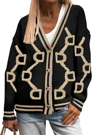 PRETTYGARDEN Women's Spring Fall Chunky Knit Cardigan Sweaters Casual Open Front Button Up Winter Coats Outerwear