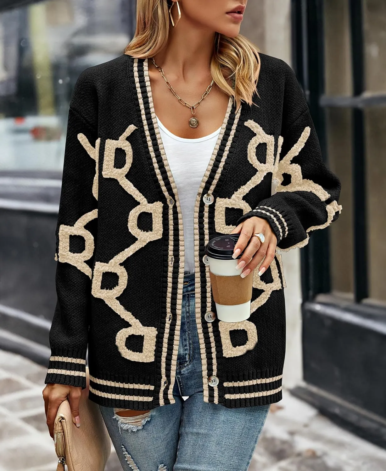 PRETTYGARDEN Women's Spring Fall Chunky Knit Cardigan Sweaters Casual Open Front Button Up Winter Coats Outerwear
