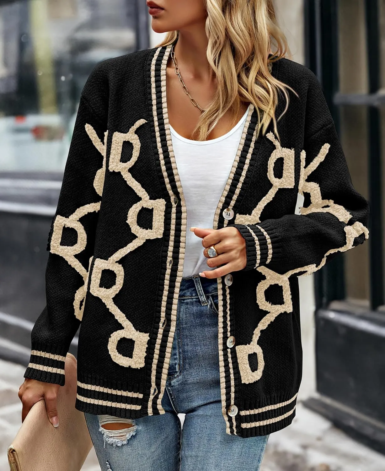 PRETTYGARDEN Women's Spring Fall Chunky Knit Cardigan Sweaters Casual Open Front Button Up Winter Coats Outerwear