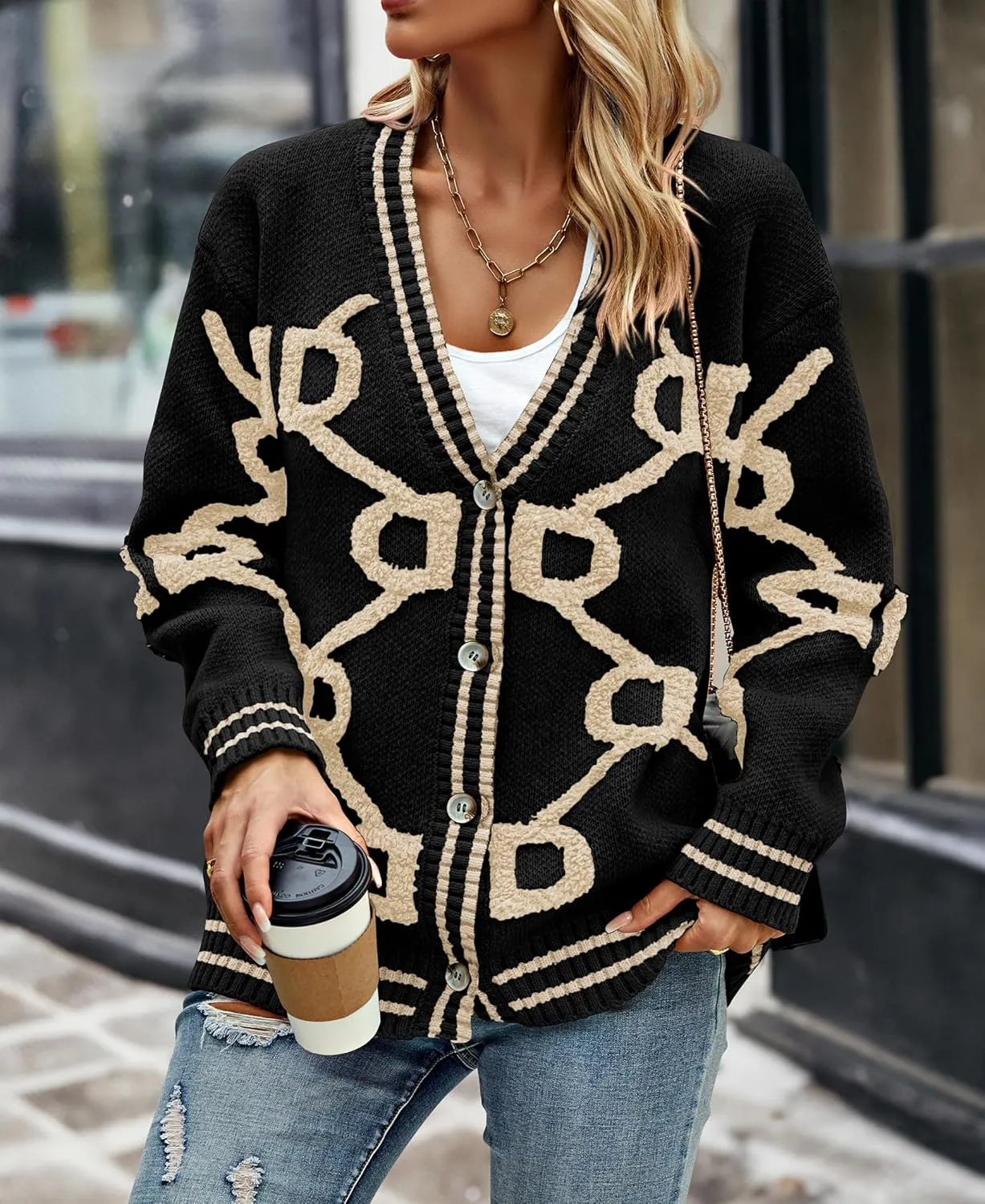 PRETTYGARDEN Women's Spring Fall Chunky Knit Cardigan Sweaters Casual Open Front Button Up Winter Coats Outerwear