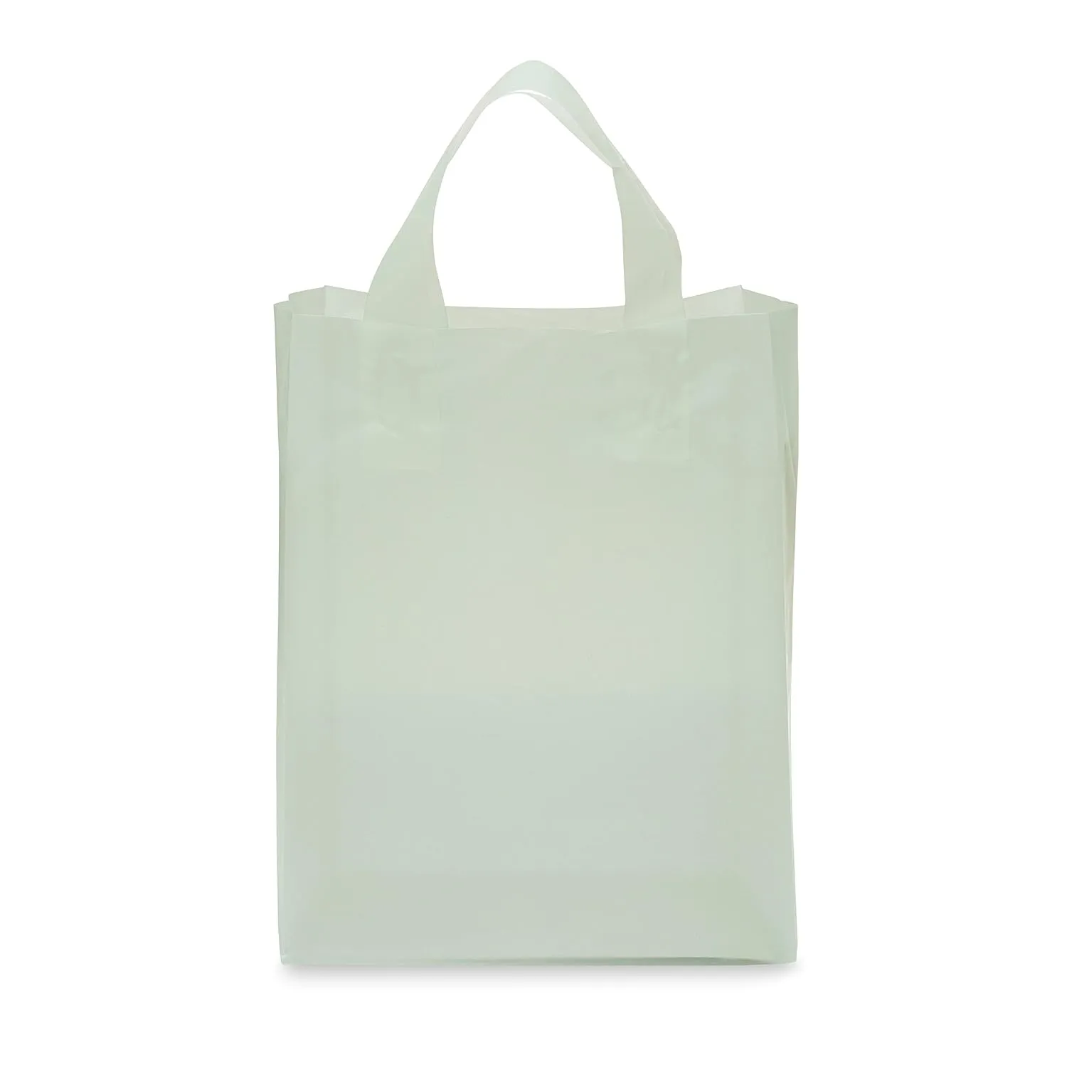 Prime Line Packaging Plastic Shopping Bags for Small Business, Boutiques, Goodie, Birthday, Jewelry, Retail, Frosted Sage Green, Bulk, 8x4x10 100 Pack