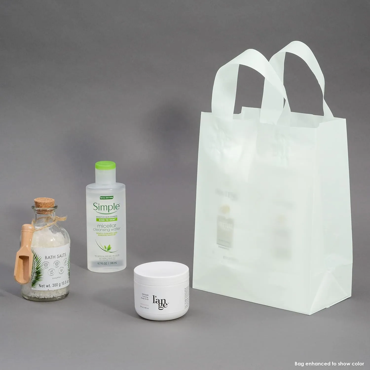 Prime Line Packaging Plastic Shopping Bags for Small Business, Boutiques, Goodie, Birthday, Jewelry, Retail, Frosted Sage Green, Bulk, 8x4x10 100 Pack