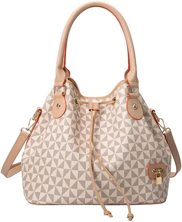 Printed Pattern Shoulder Bags for Women, Large Roomy Drawstring Handbag, Trendy Top Handle Satchel Hobo Purse