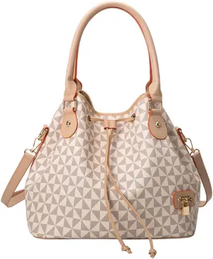 Printed Pattern Shoulder Bags for Women, Large Roomy Drawstring Handbag, Trendy Top Handle Satchel Hobo Purse