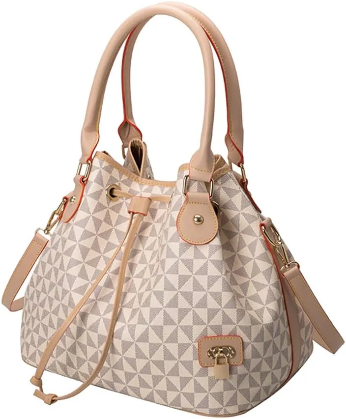 Printed Pattern Shoulder Bags for Women, Large Roomy Drawstring Handbag, Trendy Top Handle Satchel Hobo Purse