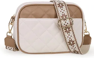 Prite Quilted Crossbody Bag for Women, Vegan Leather Handbag with Shoulder Strap, Small Purse with Card Slots