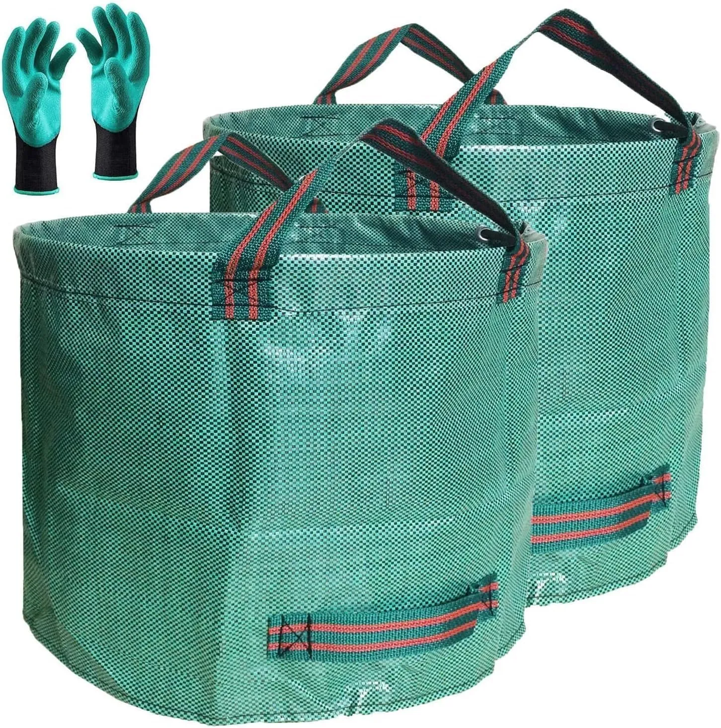Professional 2-Pack 106 Gallon Lawn Garden Bags Large (D31, H31 inches) Yard Waste Bags w/Gardening Gloves, Big Leaf Bag,Debris Bags,Yard Waste Container,Lawn Weeds,Grass Clippings,Trash Bag 4 Handles