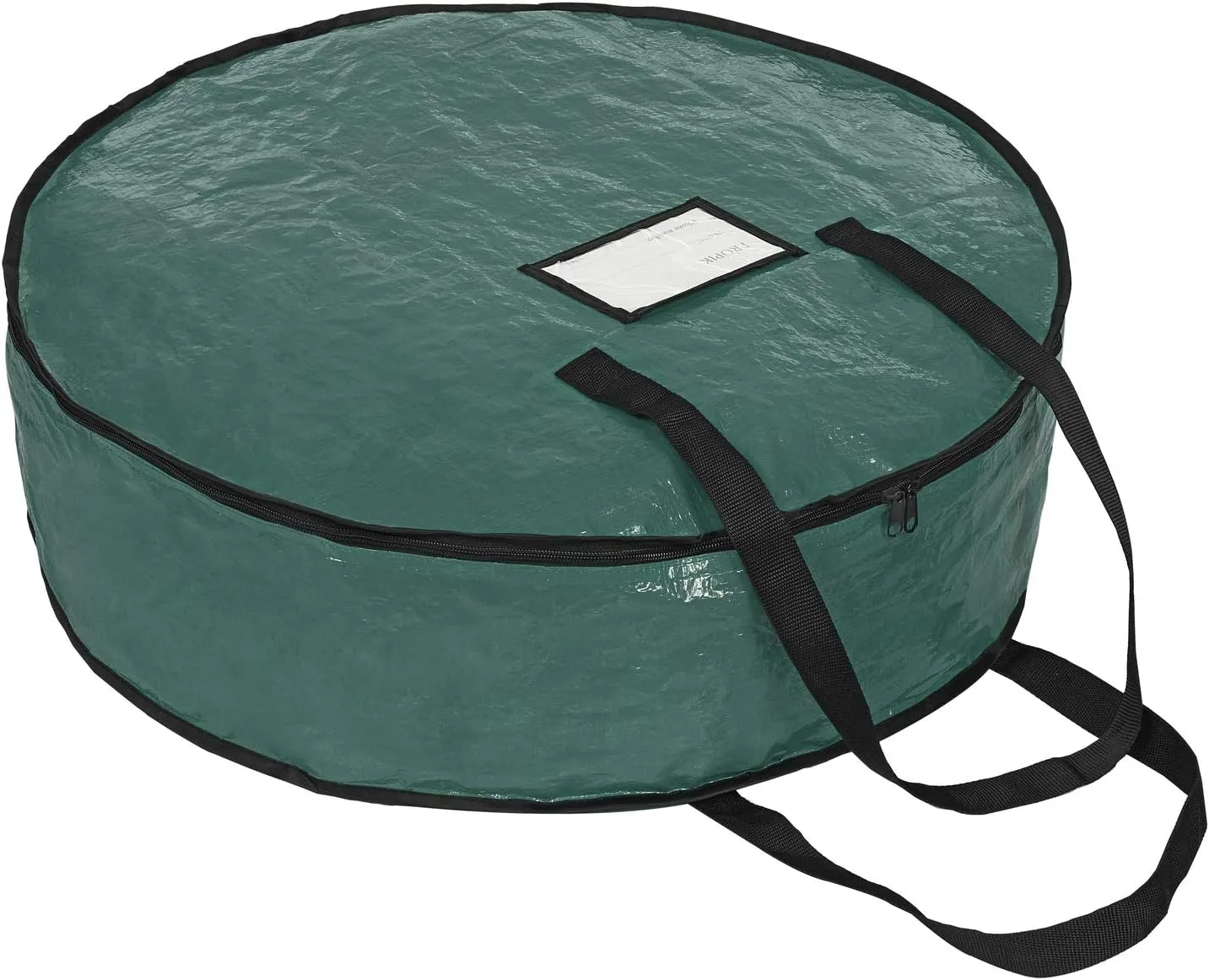 ProPik Christmas Wreath Storage Bag 36" - Garland Holiday Container with Tear Resistant Material - Featuring Heavy Duty Handles and Transparent Card Slot - 36” X 8” (Green)