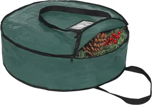ProPik Christmas Wreath Storage Bag 36" - Garland Holiday Container with Tear Resistant Material - Featuring Heavy Duty Handles and Transparent Card Slot - 36” X 8” (Green)