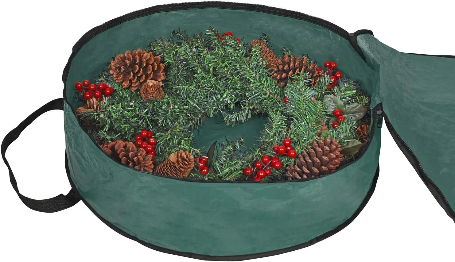 ProPik Christmas Wreath Storage Bag 36" - Garland Holiday Container with Tear Resistant Material - Featuring Heavy Duty Handles and Transparent Card Slot - 36” X 8” (Green)