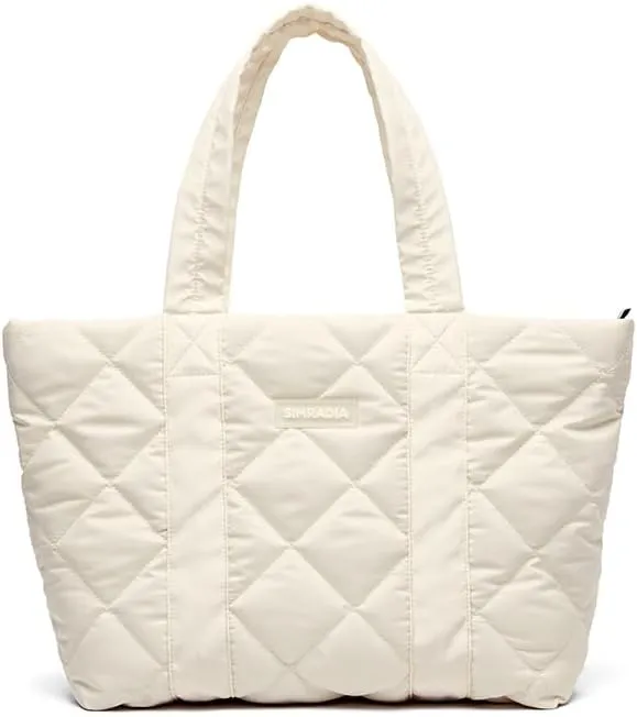 Puffer Tote Bag for Women, 17L Large Quilted Puffy Handbag Fashion Lightweight Zipper Shoulder Bag