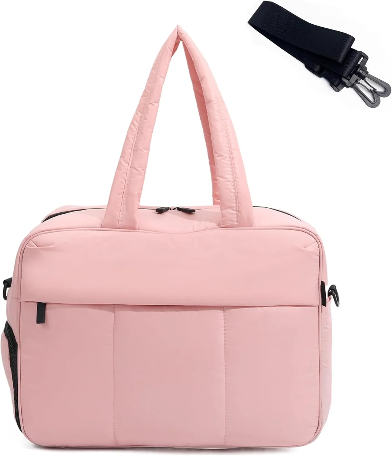 Puffy Duffle, Waterproof Carry On Weekender, Soft Travel Bag with Shoes Compartment & Small ID Bag