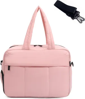 Puffy Duffle, Waterproof Carry On Weekender, Soft Travel Bag with Shoes Compartment & Small ID Bag