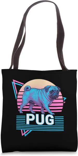 Pug Retro Vintage Synthwave Aesthetic Dog Lover Tote Bag
