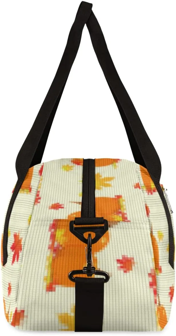 Pumpkins Fall Maple Leaves Kids Duffel Bag for Girls Boys Teens, Pumpkins Pixel Wind Dance Bag Overnight Small Duffel Bag Carry On Weekend Sports Gym Travel Bag for School Practice Gymnastics Ballet