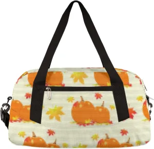 Pumpkins Fall Maple Leaves Kids Duffel Bag for Girls Boys Teens, Pumpkins Pixel Wind Dance Bag Overnight Small Duffel Bag Carry On Weekend Sports Gym Travel Bag for School Practice Gymnastics Ballet