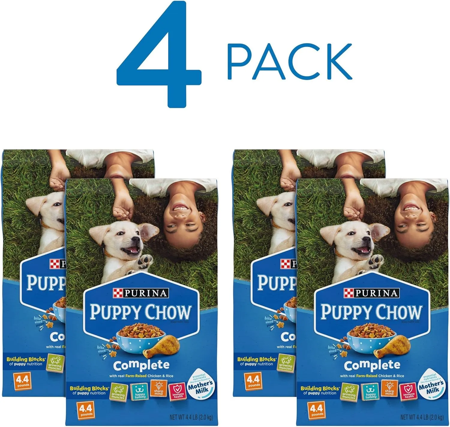 Purina Puppy Chow High Protein Dry Puppy Food, Complete With Real Chicken - (4) 4.4 lb. Bags