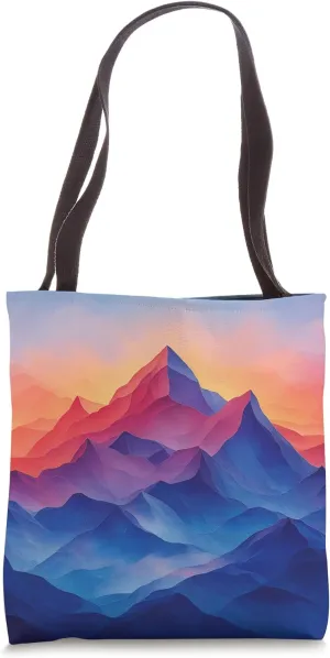 Purple Mountains Geometric Gradient Color Polygon Tote Bag