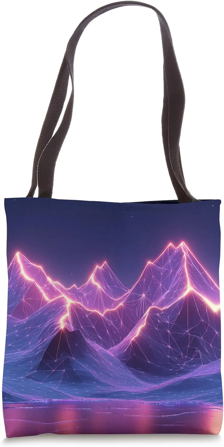 Purple Mountains Geometric Polygon Tote Bag