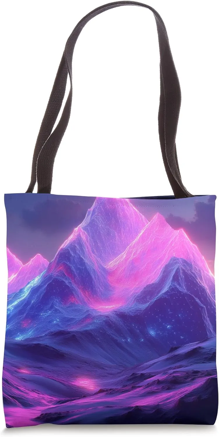 Purple Mountains Geometric Polygon Tote Bag