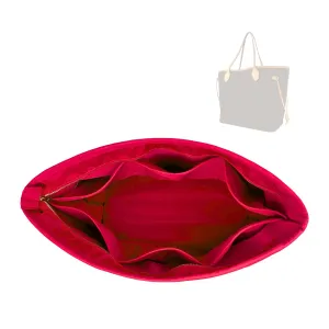 Purse Organizer compatible with Neverfull PM/MM/GM Bag Organizer with Zipper, Handmade Water Resistant Oval-Shaped Premium Insert, Perfect Fit Gold Zipper (Neverf*ll GM, Red)